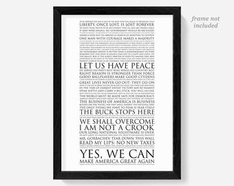 Presidential Quotes Poster, US Presidents, Politics Classroom Art