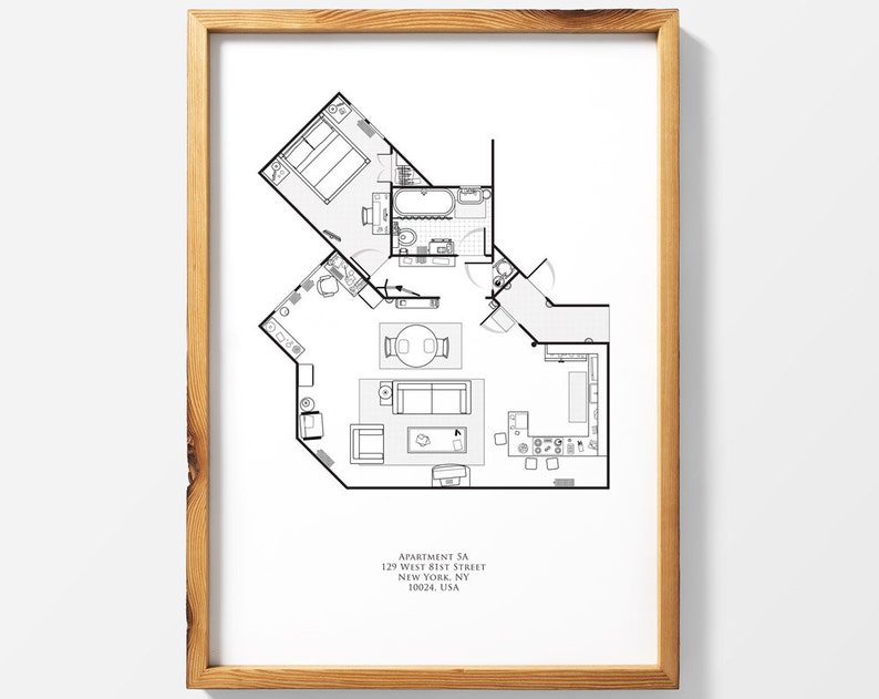 Seinfeld Apartment Floor Plan print Seinfeld art Seinfeld