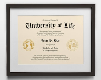 Diploma: University of Life, Custom diploma, College Diploma, High School diploma, Education print, Certificate of Achievement, Degree