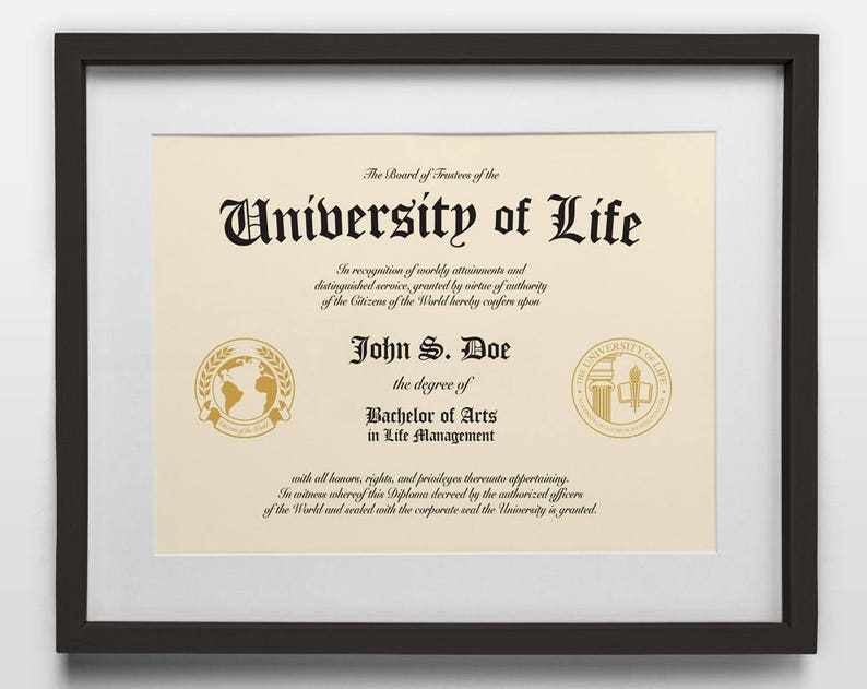 Diploma: University of Life, Custom diploma, College Diploma, High School diploma, Education print, Certificate of Achievement, Degree image 1