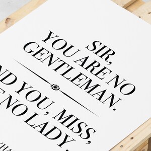 Gone with the wind quotes: Scarlett OHara, O Hara, Rhett Butler, no gentleman, no lady, romantic, print poster couples gift wall art iconic image 9