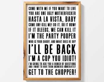 Arnold Schwarzenegger poster - Arnie quote, man cave sign, decor, boyfriend gift, for him, movie quote print, prints, terminator 2, predator