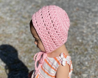 Lightweight Bonnet for Toddlers, Handmade Baby Bonnet