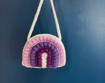 Rainbow Crossbody Purse for Toddlers - Unique Accessory for Little Girls in Light Gray, Light, Medium and Dark Purple