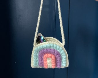 Rainbow Crossbody Purse for Toddlers - Unique Accessory for Little Girls in Cream, Light Blue, Purple and Coral Pink