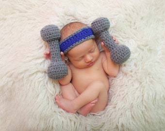 Newborn Sweatband & Dumbbells *Made to Order*