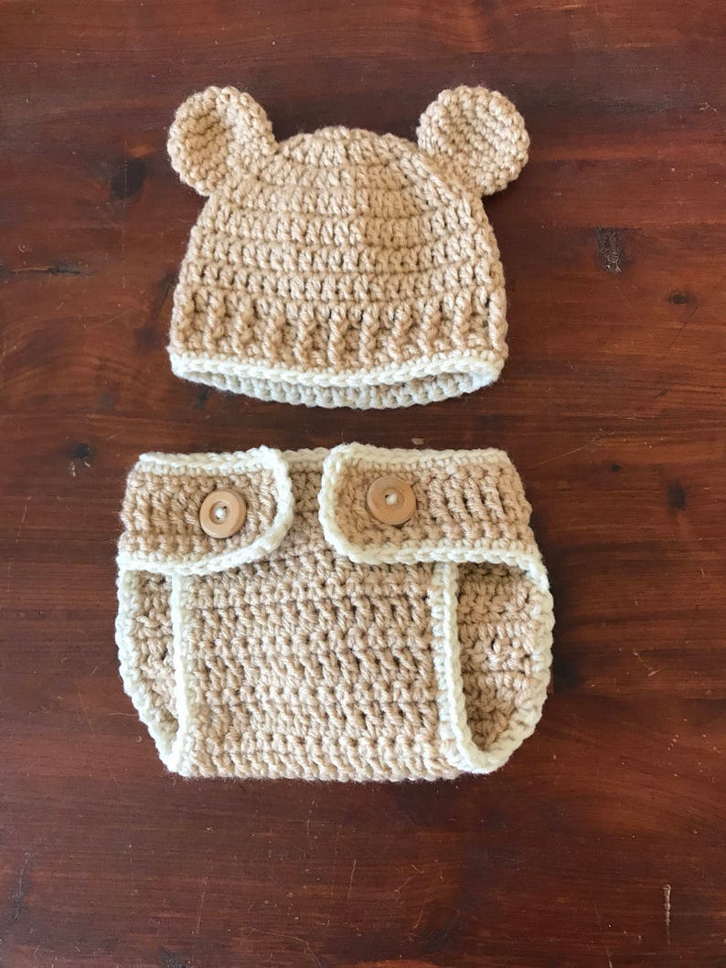Teddy Bear Diaper Cover /& Beanie *made to order*