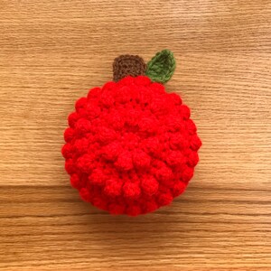 Stuffie Red Apple Baby Rattle Sensory Exploratory Toy, Teacher Baby Gift, Fall Baby Accessory image 3