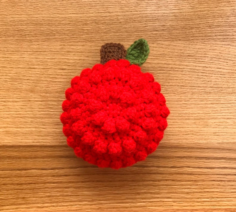 Stuffie Red Apple Baby Rattle Sensory Exploratory Toy, Teacher Baby Gift, Fall Baby Accessory image 3