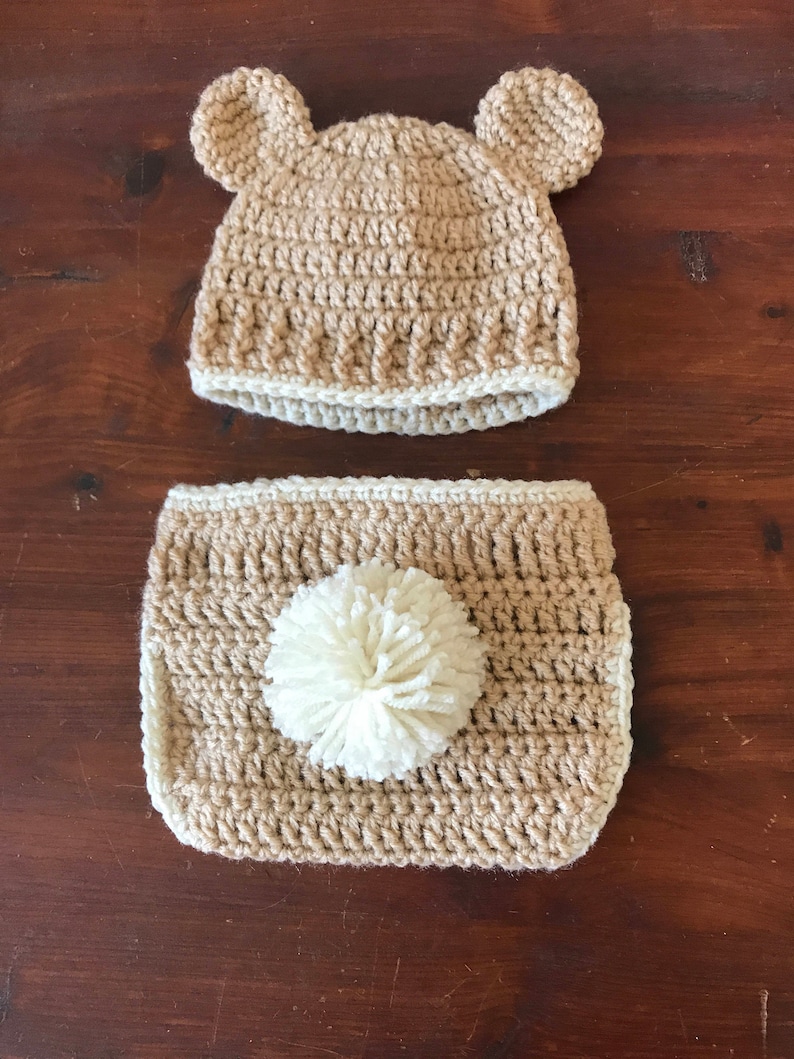 Teddy Bear Diaper Cover /& Beanie *made to order*