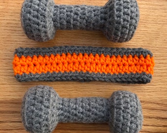 Orange Newborn Sweatband & Dumbbells *Made to Order*