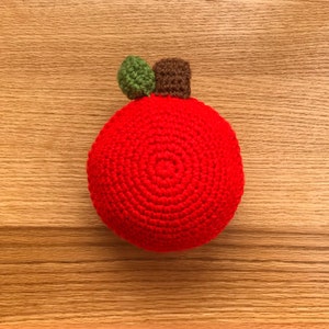 Stuffie Red Apple Baby Rattle Sensory Exploratory Toy, Teacher Baby Gift, Fall Baby Accessory image 4
