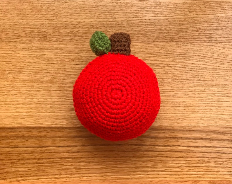 Stuffie Red Apple Baby Rattle Sensory Exploratory Toy, Teacher Baby Gift, Fall Baby Accessory image 4