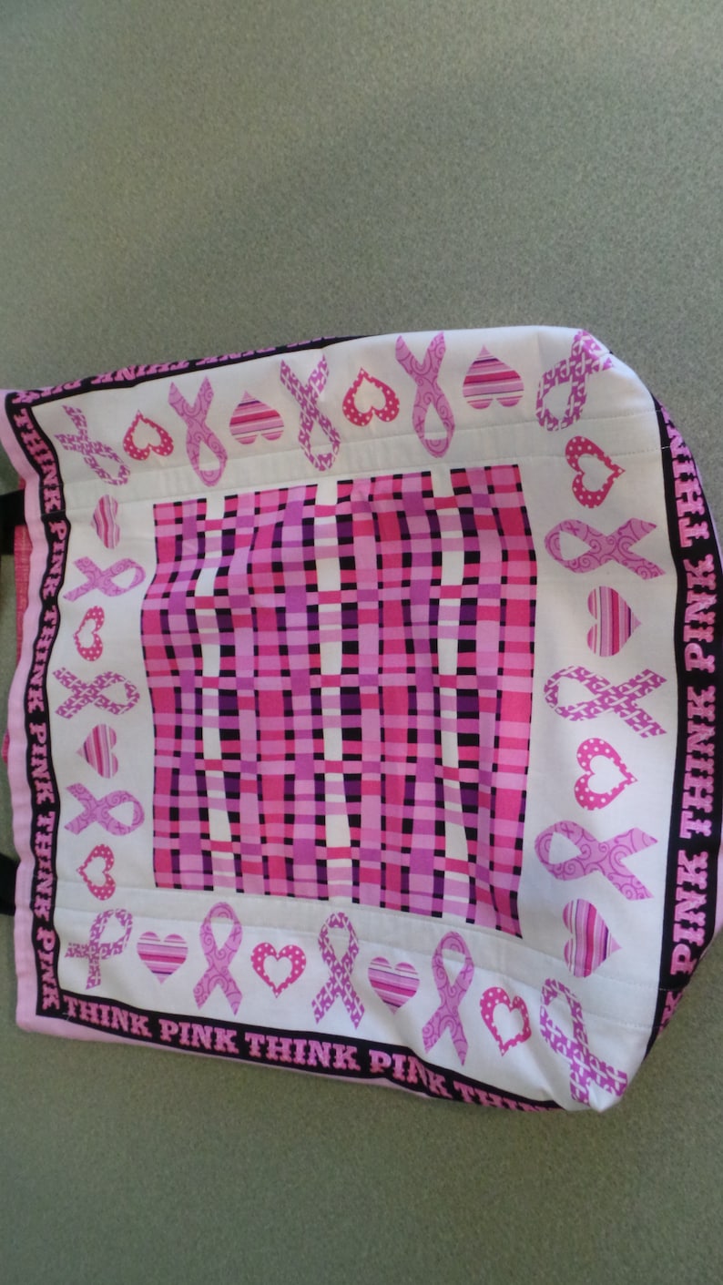 Heart Reusable Farmers Market Grocery Shopping Bag Tote Pink Ribbon Think Pink