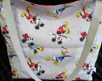 Mickey, Minnie, Donald Disney Characters, Reusable Farmers Market / Grocery / Shopping Bag / Tote