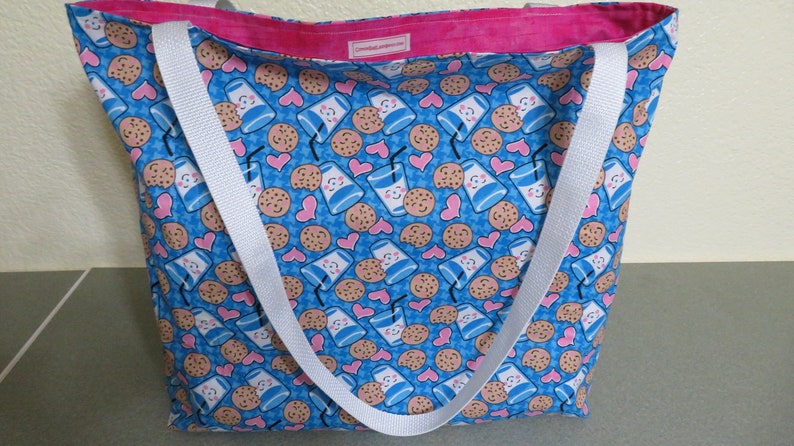 Love Cookies and Milk Reusable Grocery Shopping Bag Tote