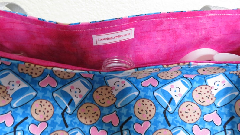 Love Cookies and Milk Reusable Grocery Shopping Bag Tote