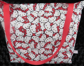 Hello Kitty, Reusable Farmers Market / Grocery / Gift / Shopping Bag / Tote