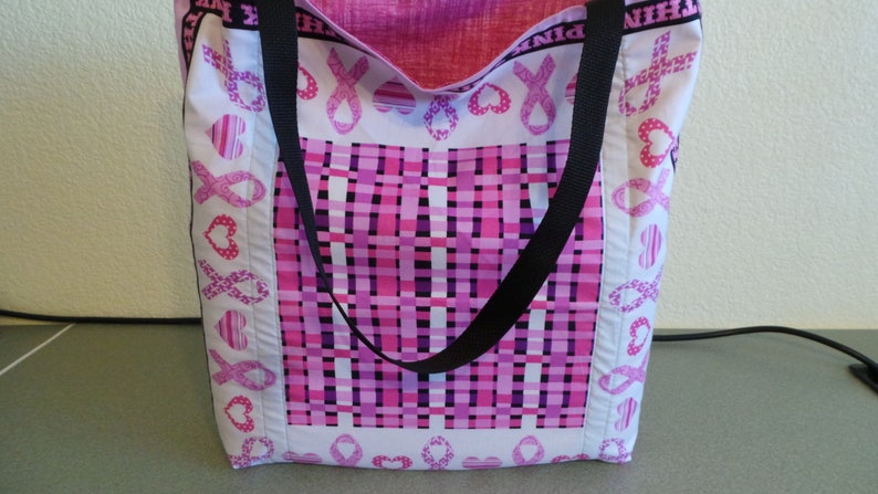 Heart Reusable Farmers Market Grocery Shopping Bag Tote Pink Ribbon Think Pink