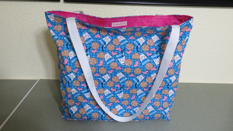 Love Cookies and Milk Reusable Grocery Shopping Bag Tote