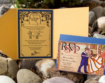 Beautiful and Beastly Invitations, Enchanted Rose Wedding invitations - Beauty and the Beast Inspired