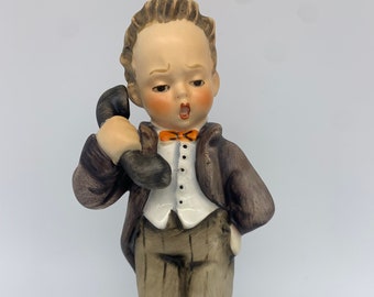 Hummel by Goebel Figurine - Hello | #124/O TMK 3 1960s | Vintage Collectible Hummel Young Butler Boy Answering the Phone | W Germany |