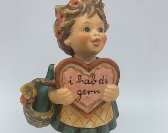 Hummel by Goebel Figurine - Valentine Gift | #387 TMK 5 | 1972 Exclusive Collectible Hummel Young Girl | Vintage from West Germany | Signed