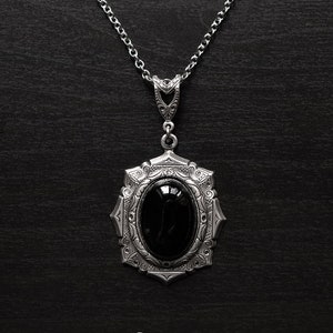 Gothic Victorian Necklace | Dark Aesthetic Jewelry | Black Onyx Pendant | Witchy Statement Necklace | Alternative Fashion Gift