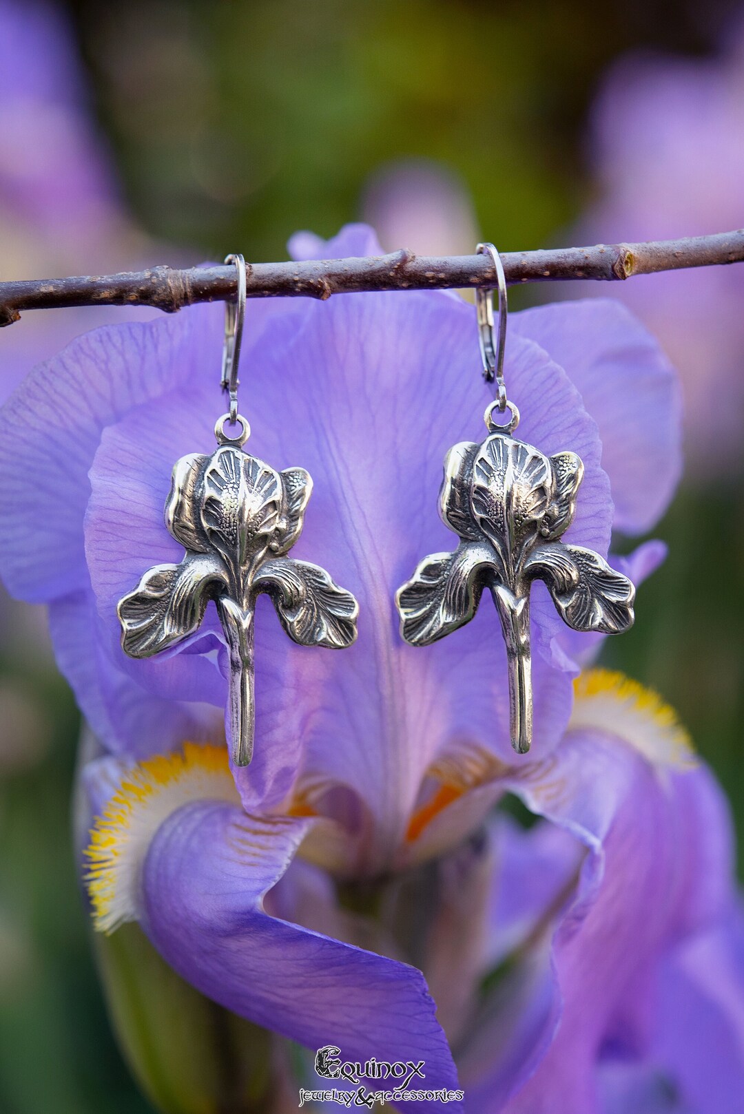 Flower Earrings, Iris Earrings, Iris Jewelry, Floral Jewelry, Botanical