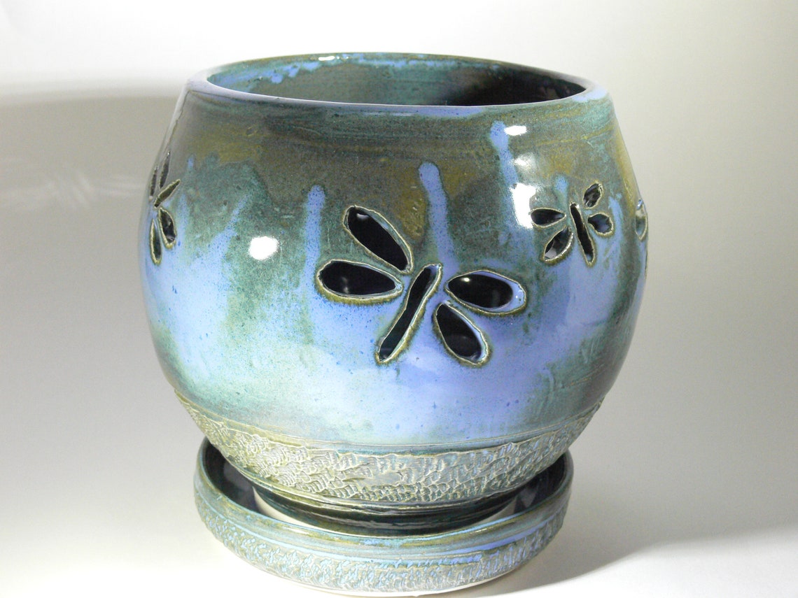 Blue Orchid Pot Ceramic Orchid Pot Orchid Pot Orchid Etsy