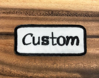 Custom Patch-Custom Name Patch-Bowling Shirt Patch- 3.5 X 1.5 Round Rectangle Patch Custom Embroidered Patch-Personalized Patch-White Patch