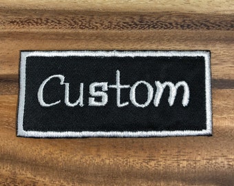 Custom Patch-Custom Name Patch-Bowling Shirt Patch- 3.5 X 1.5 Square Rectangle Patch Custom Embroidered Patch-Personalized Patch-Black