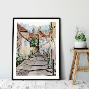 Robin Hood&#39;s Bay Watercolour Print: North Yorkshire Art