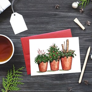 Druckbare Weihnachtskarten, sofortiger Download Weihnachtspflanzer leere Innenseite Grußkarte