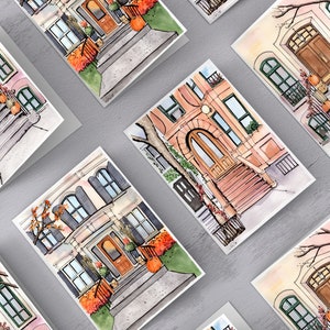 Ensemble de cartes d'art pour porte d'automne, paquet de cartes de voeux vierges à l'intérieur, ensemble de 15, cadeau pour enseignant, cadeau pour collègue, retour à l'école, cadeau de nouveauté, A2