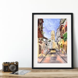 Cartagena Colombia Wall Art Print, Travel Watercolor Print,