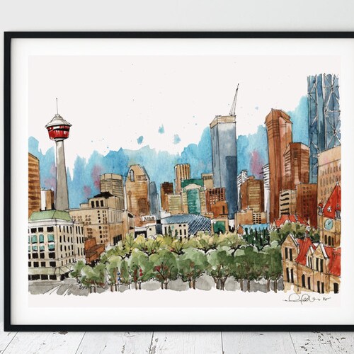 Calgary Print Skyline Art Print Poster Modern Wall Art New Etsy
