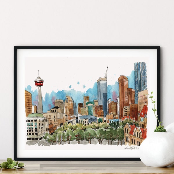 Calgary Skyline Wall Art Etsy