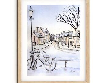 Zwolle Netherlands Winter Scene Home Decor Fine Art Print