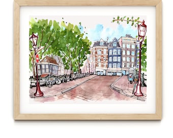 Amsterdam Anne Frank Haus, Watercolor Travel Print