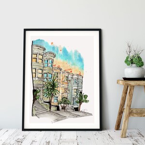 San Francisco Watercolour Art Print, Office Wall Decor, image 3