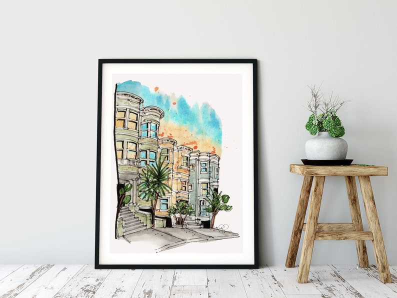 San Francisco Watercolour Art Print, Office Wall Decor, image 3