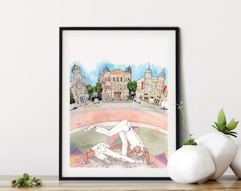 Recife Brazil Art Print: Capoeira Watercolor Travel Poster