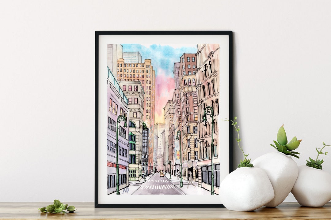 New York City Streets: Colorful Watercolor Wall Art Print - Etsy
