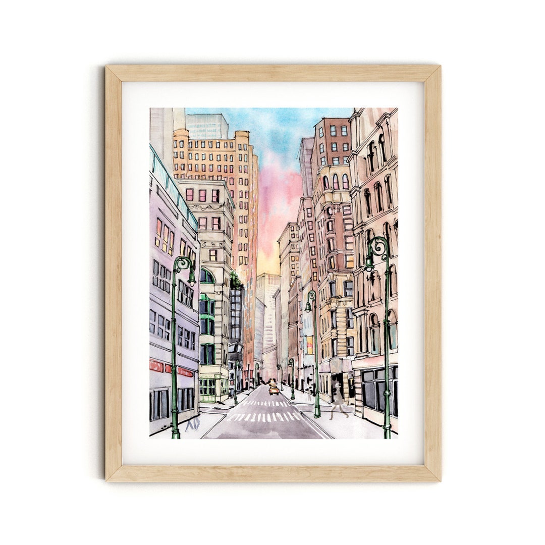 New York City Streets: Colorful Watercolor Wall Art Print - Etsy