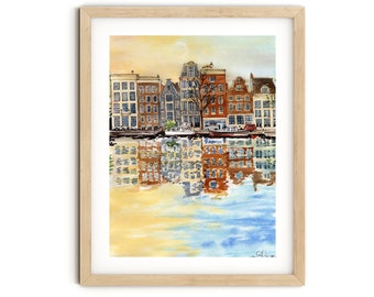 Amsterdam Netherlands Watercolor Travel Poster Art Print
