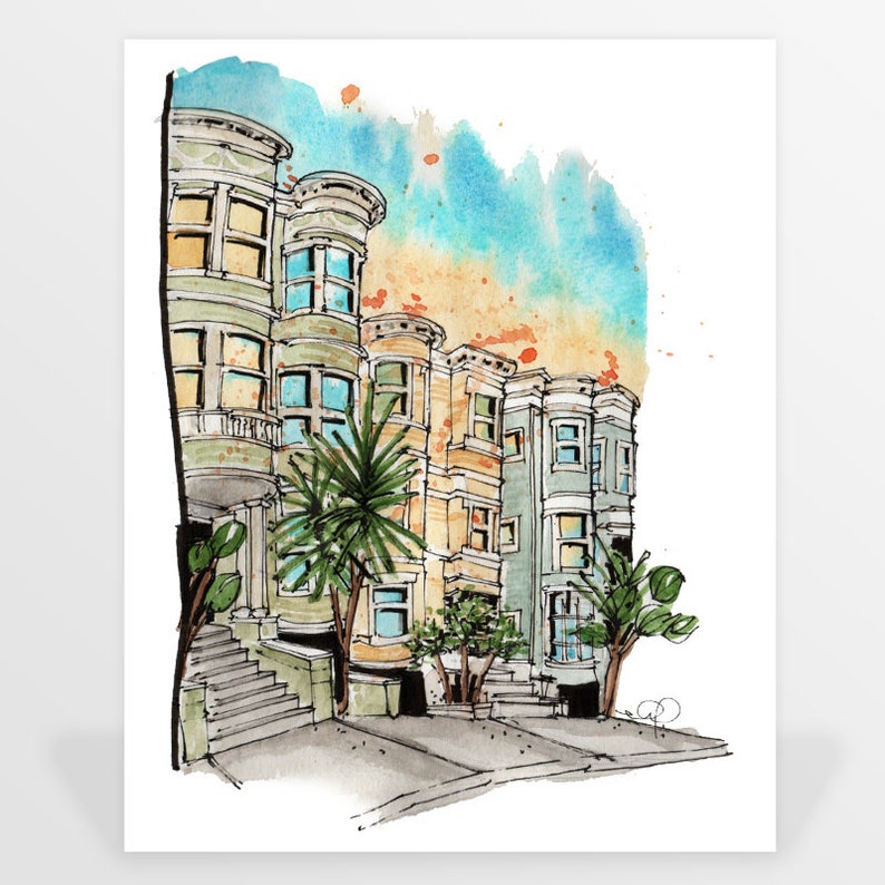 San Francisco Watercolour Art Print, Office Wall Decor, image 4