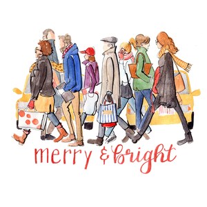 Christmas Greeting Cards, set of ten Watercolor Winter Scene blank inside folded cards with envelopes