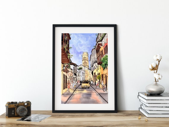 Cartagena Colombia Art Print Travel Watercolor Print Sunset - Etsy