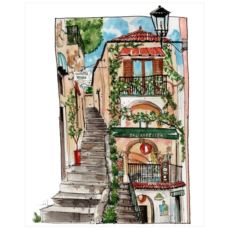Large Wall Art Positano Italy Fine Art Print Travel Poster Etsy